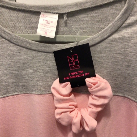 No Boundaries Juniors Plus Pink & Gray Colorblock Top Size XXXL W/Free Scrunchy - Picture 8 of 9